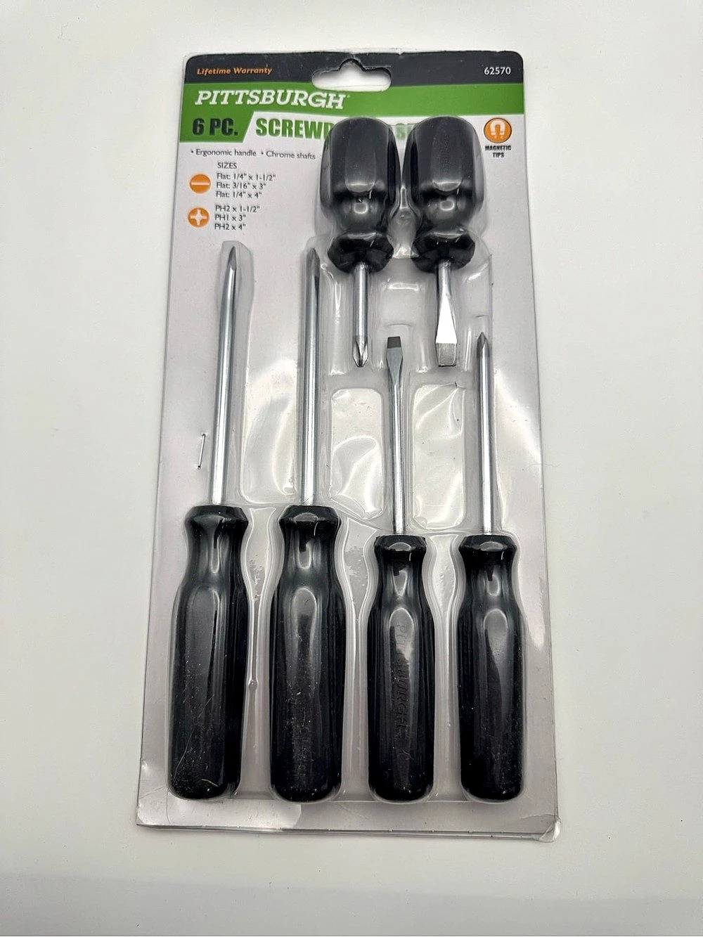 Pittsburgh 6 Pc. Screwdriver Set Black & Silver NWT